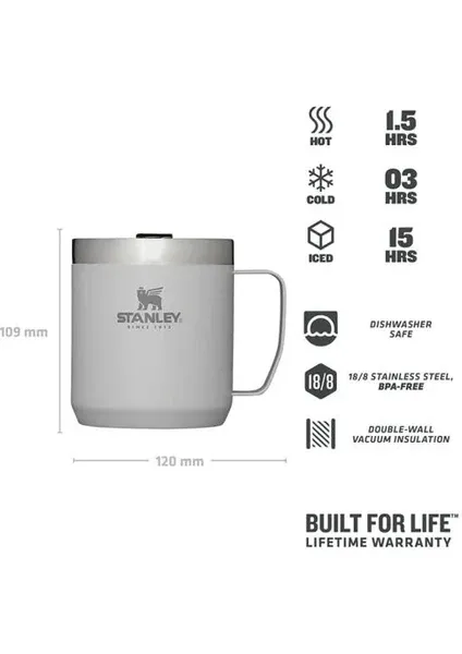 Stanley Klasik Paslanmaz Çelik Termos Kamp Bardak 0,35 lt Açık Gri