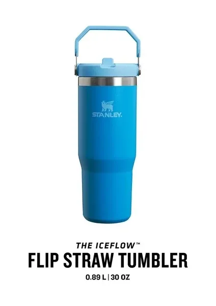 Stanley The Iceflow Flip Straw 0.89 lt Pipetli Termos Bardak Azur Mavisi