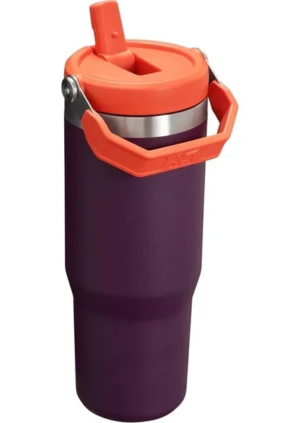 Stanley The Iceflow Flip Straw 0.89 lt Pipetli Termos Bardak Koyu Mor-Turuncu