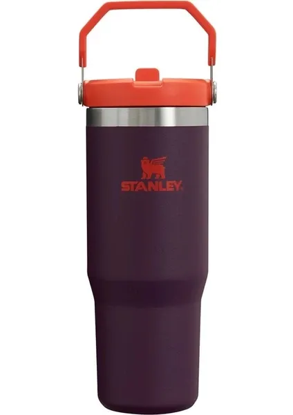 Stanley The Iceflow Flip Straw 0.89 lt Pipetli Termos Bardak Koyu Mor-Turuncu