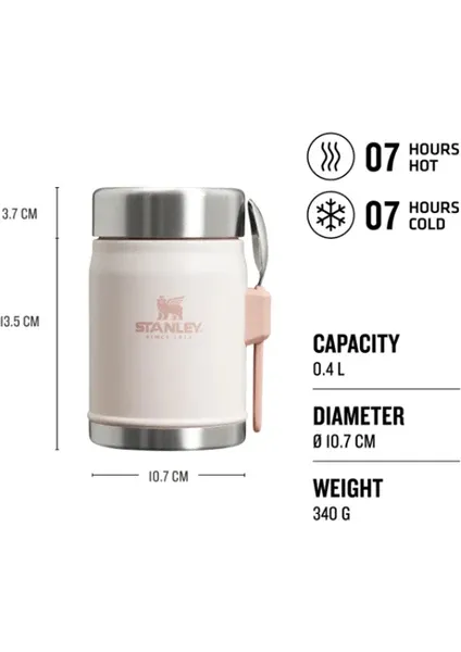 Stanley Legendary Klasik Vakumlu Paslanmaz Çelik Kaşıklı Yemek Termosu 0,40 lt Pembe