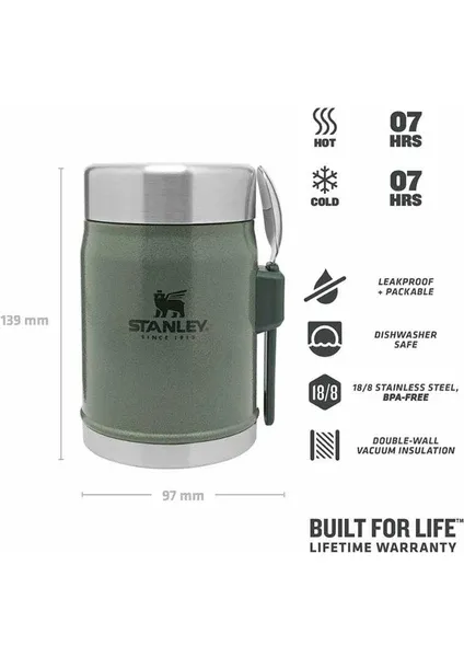 Stanley Legendary Klasik Vakumlu Paslanmaz Çelik Kaşıklı Yemek Termosu 0,40 lt Yeşil