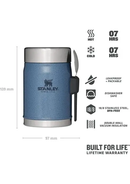 Stanley Legendary Klasik Vakumlu Paslanmaz Çelik Kaşıklı Yemek Termosu 0,40 lt Mavi