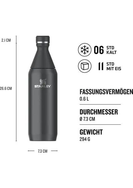 Stanley The All Day Slim Soğuk Su Şişesi 0,60 lt Siyah