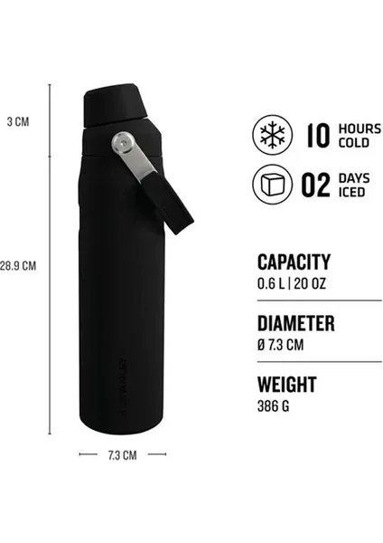 Stanley The Aerolight Iceflow Soğuk Su Termosu 0,60 lt Siyah