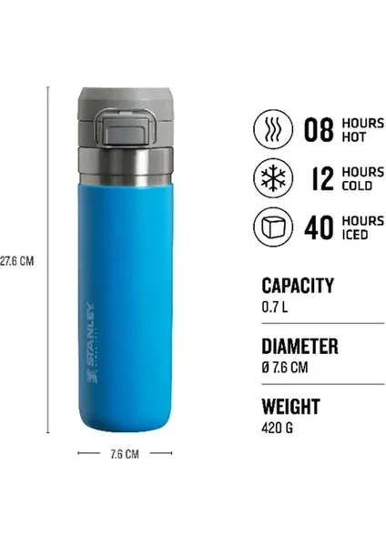 Stanley The Quick Flip Çelik Termos 0,7 lt Azur Mavisi