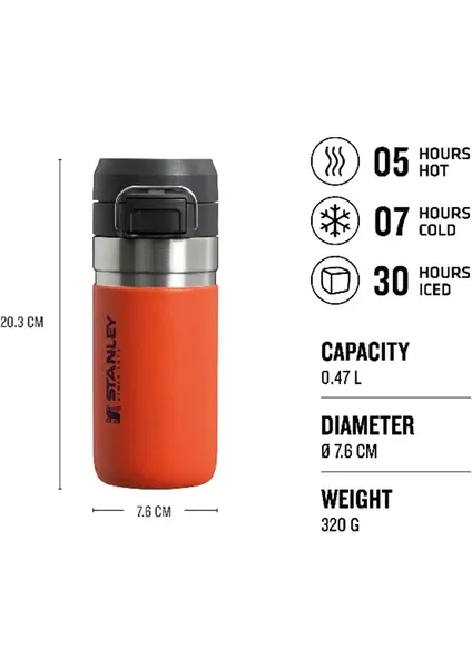 Stanley The Quick Flip Çelik Termos 0,47 lt Turuncu