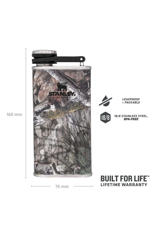 Klasik Paslanmaz Çelik Cep Matarası 0.23 Lt Avcı Rengi