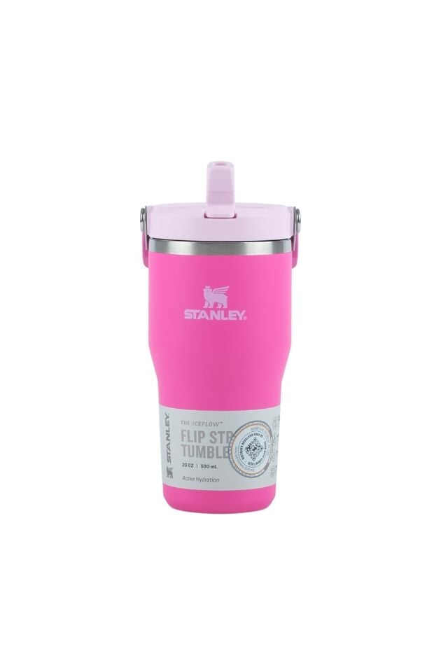 The IceFlow Flip Straw Pembe Termos 0,6lt Violet Blossom