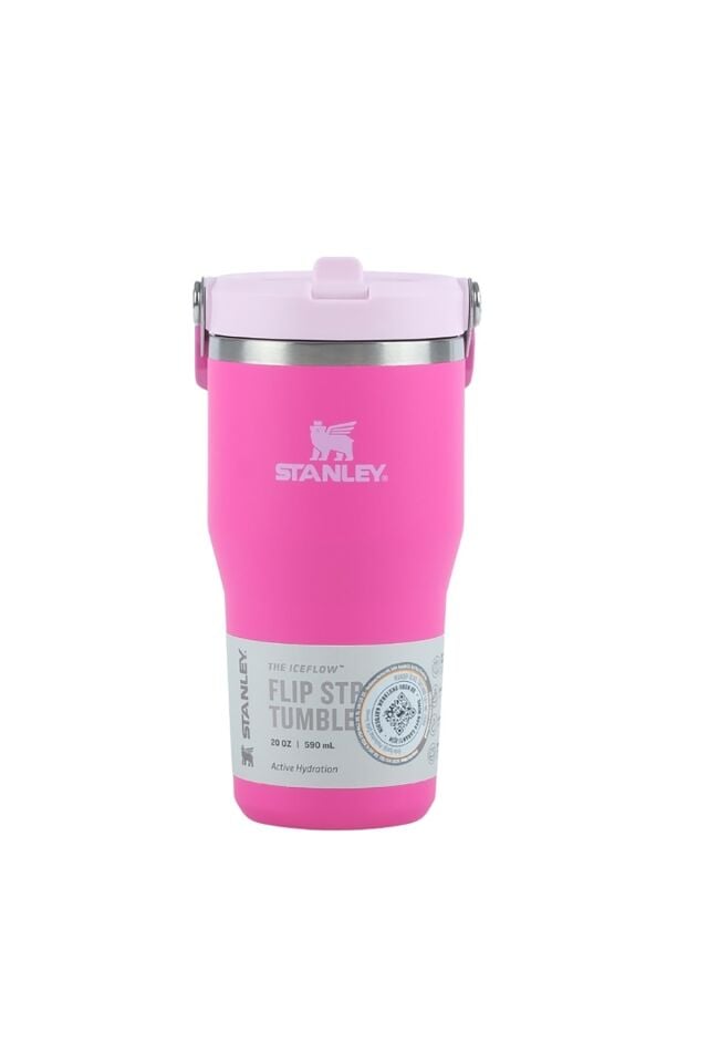 The IceFlow Flip Straw Pembe Termos 0,6lt Violet Blossom