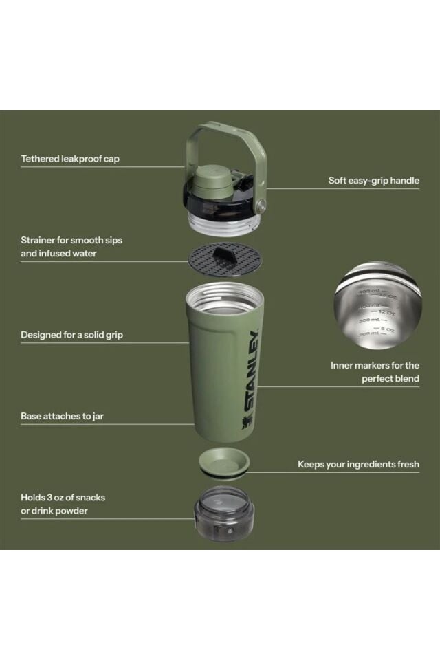 The Activate Shaker Bottle 20 oz | 591 ml Sporcu Shaker Termos - Dried Pine