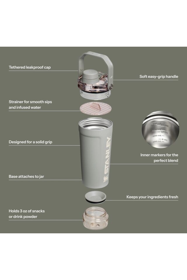 The Activate Shaker Bottle 20 oz | 591 ml Sporcu Shaker Termos - Gri