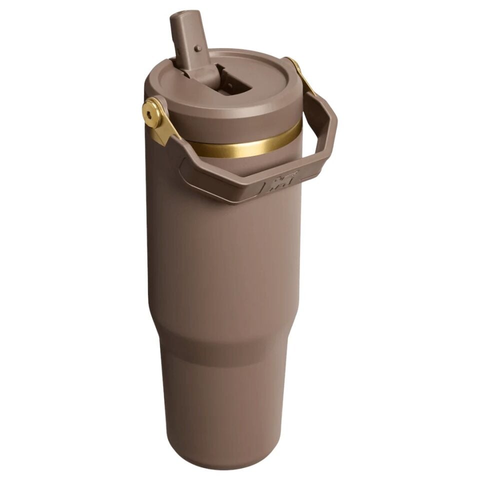 Stanley The IceFlow Flip Straw Pipetli Termos Bardak 0,89 LT  Espresso Gold